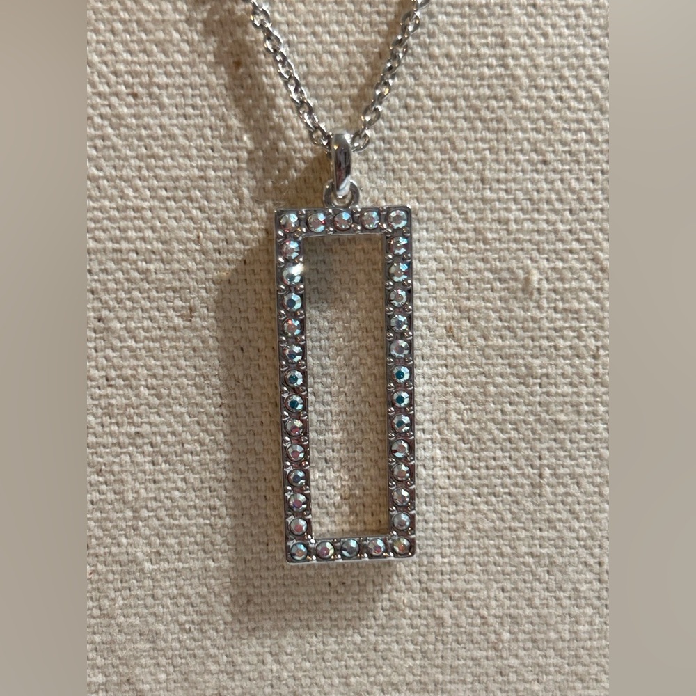 Touchstone crystal by Swarovski “ around the corner” silver necklace 20 inch